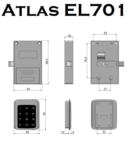 Atlas EL701 Electronic Cabinet Lock