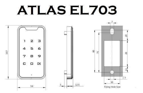 Atlas EL703 Electronic Cabinet Lock